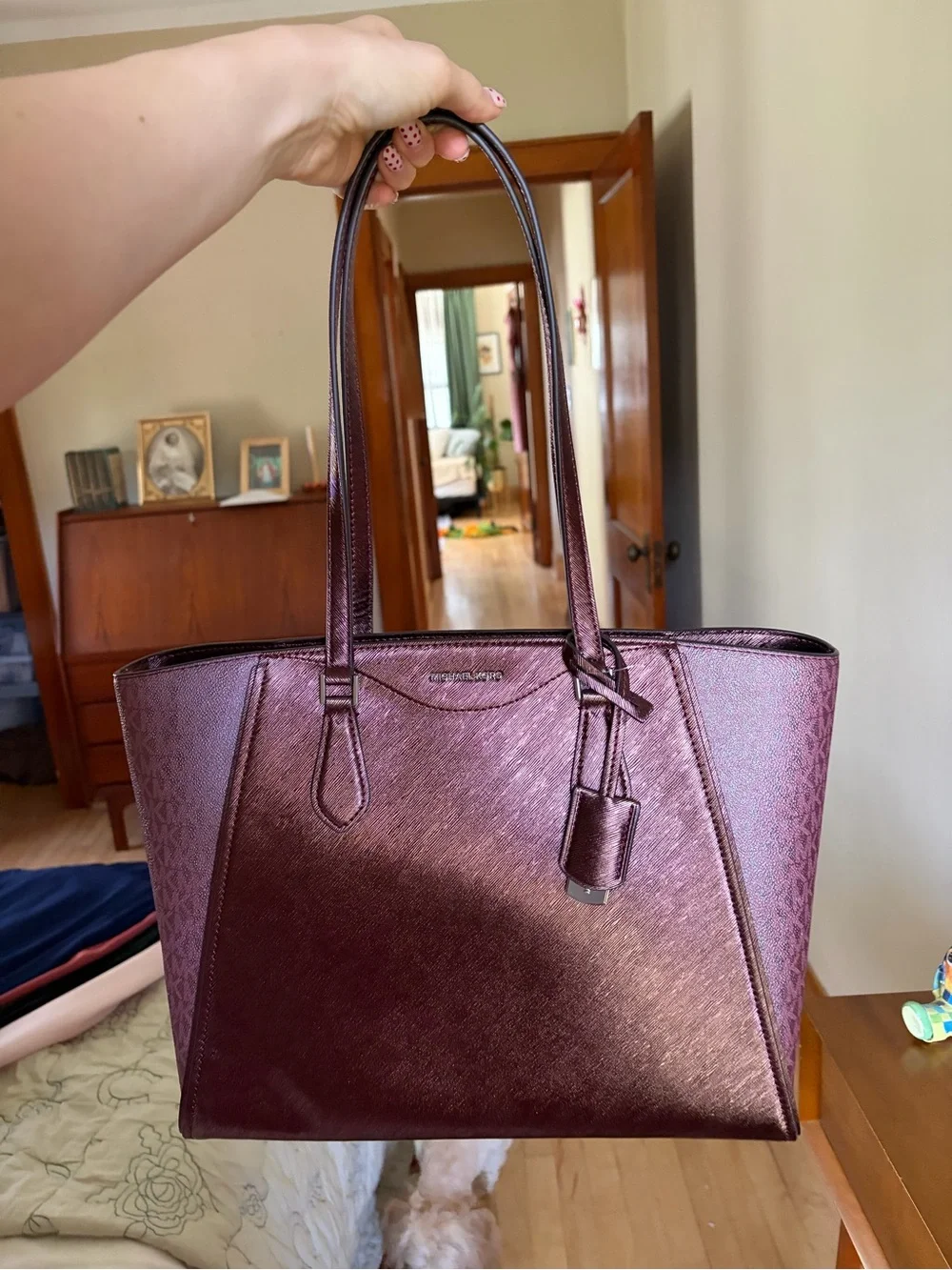 Michael Kors Burgundy Structured Tote